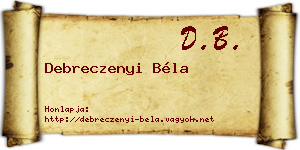 Debreczenyi Béla névjegykártya