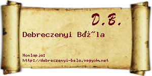 Debreczenyi Béla névjegykártya